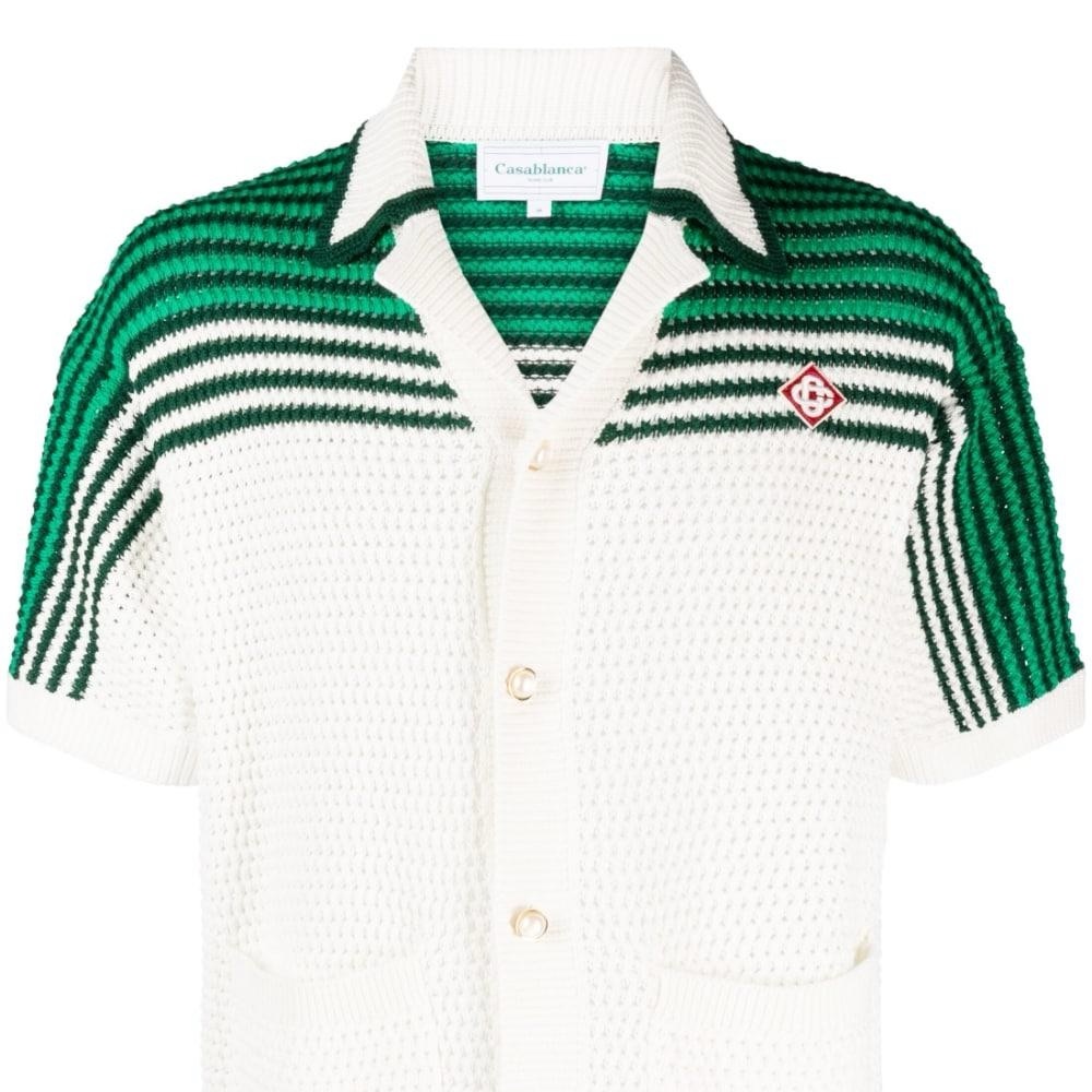 Casablanca Tennis knit crochet shirt men’s green white NWT